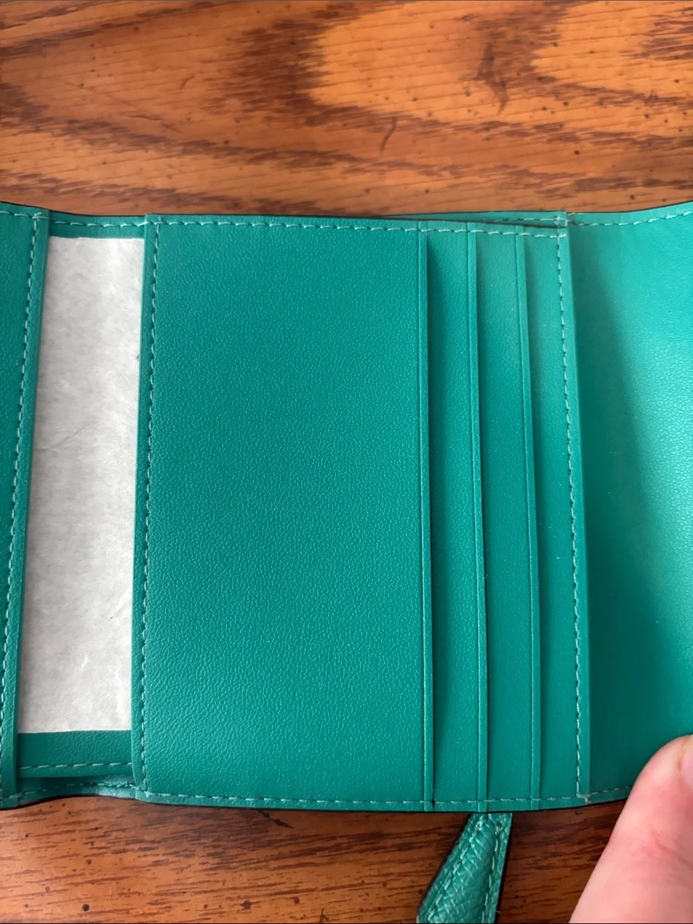 NWT Coach Teal Textured Leather Compact Wallet